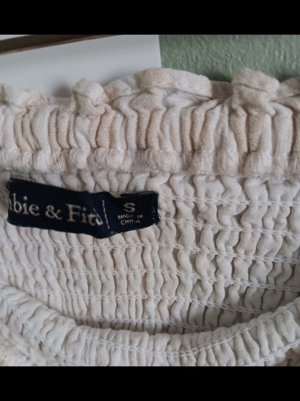 Y2K Abercrombie & Fitch Strapless Mini Dress Small Beige Smocked Button Front - Picture 5 of 7